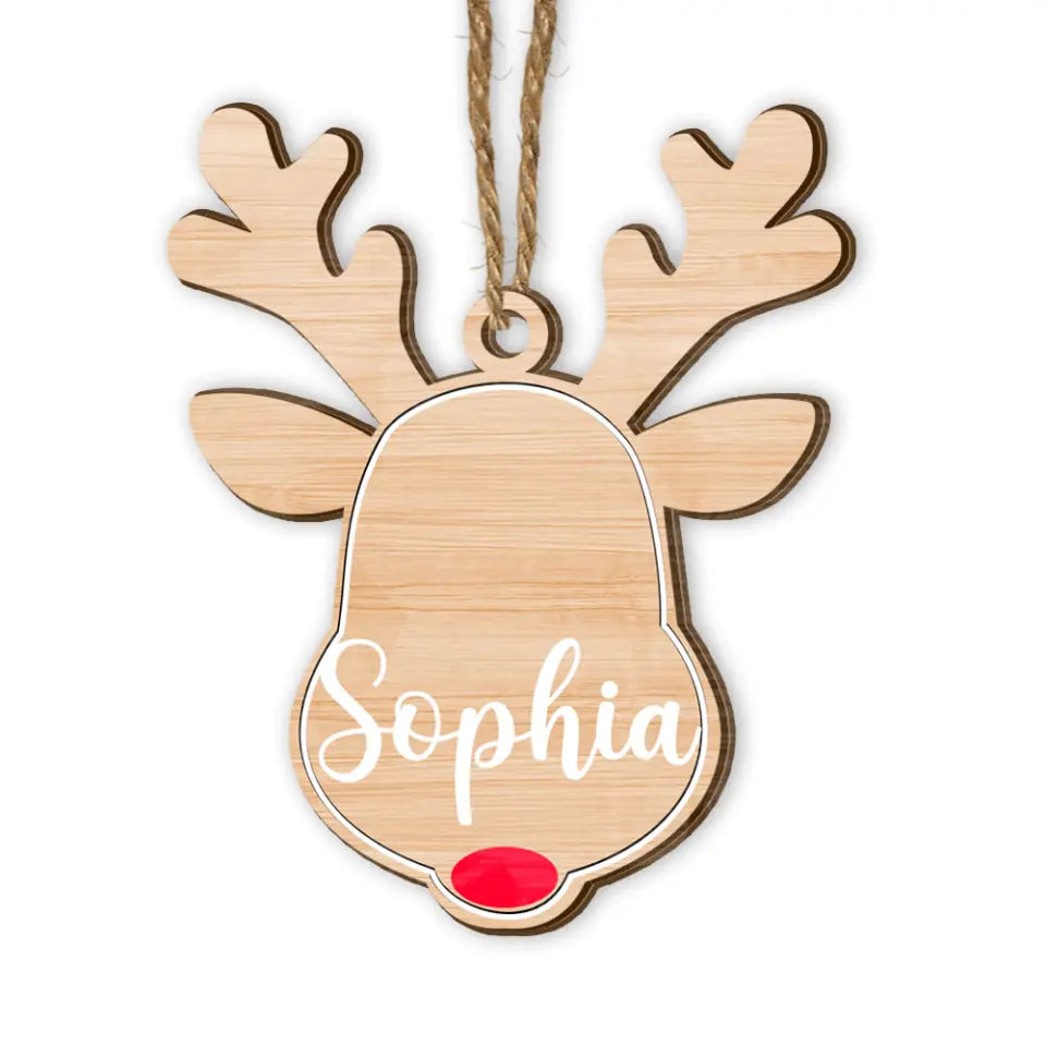 Santa's Reindeer Custom Name - Personalized Wooden Ornament, Christmas Gift