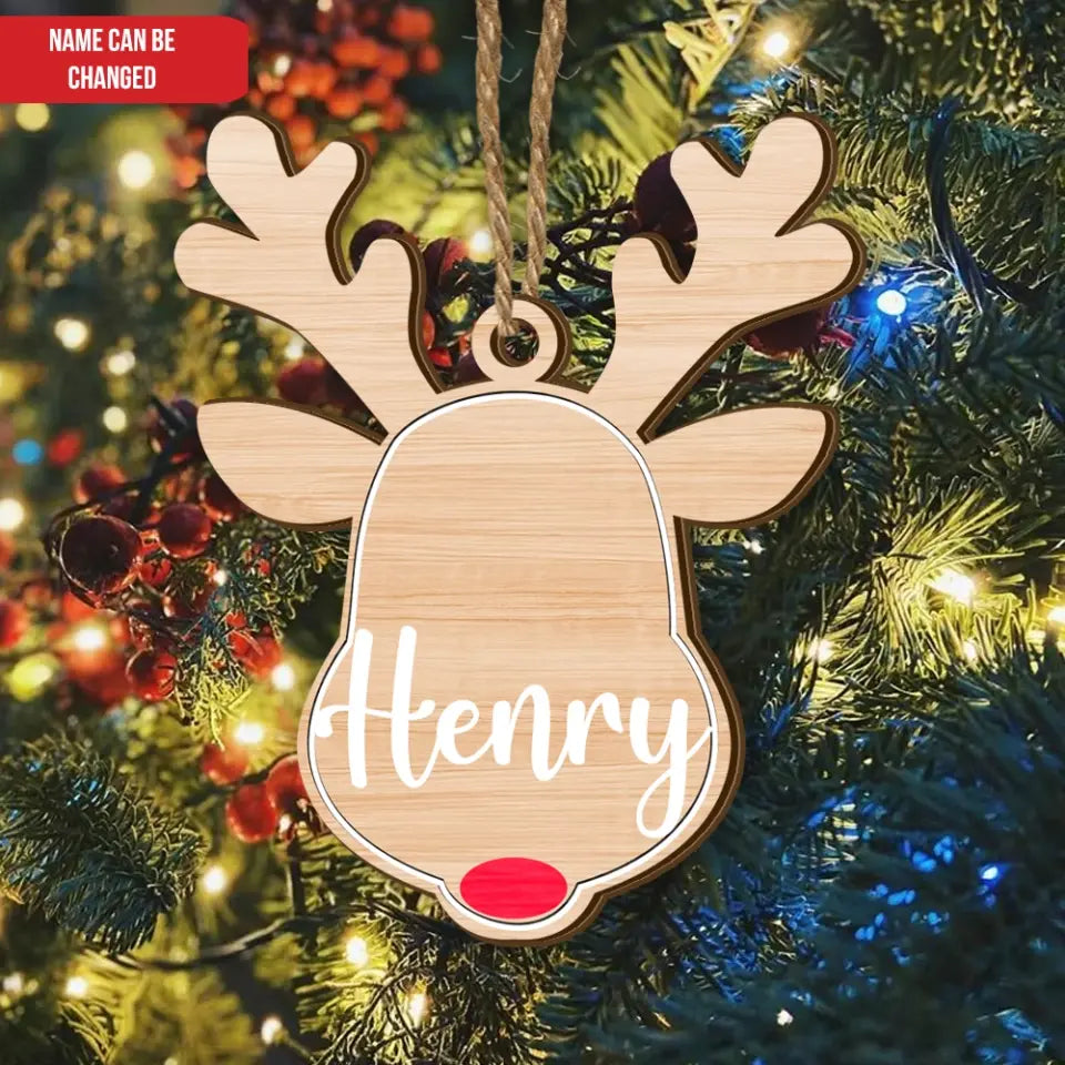 Santa's Reindeer Custom Name - Personalized Wooden Ornament, Christmas Gift