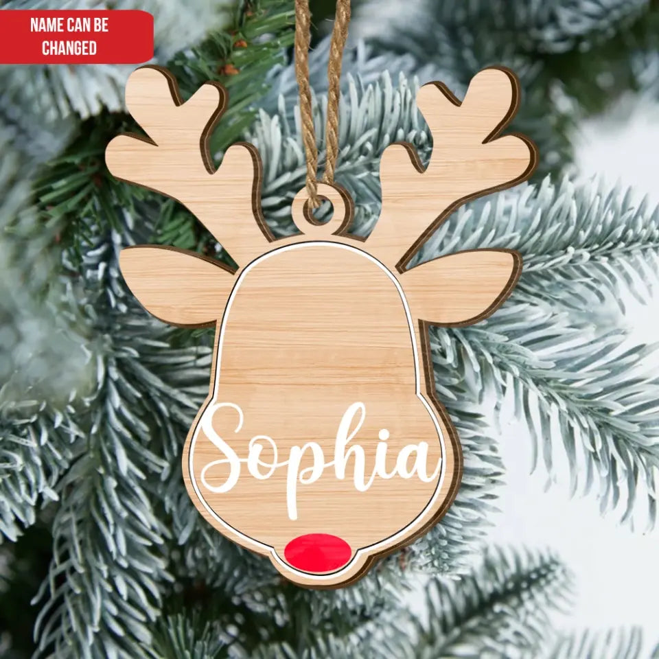Santa's Reindeer Custom Name - Personalized Wooden Ornament, Christmas Gift