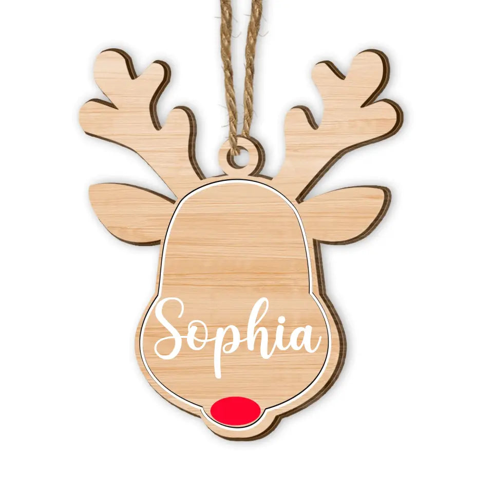 Santa's Reindeer Custom Name - Personalized Wooden Ornament, Christmas Gift