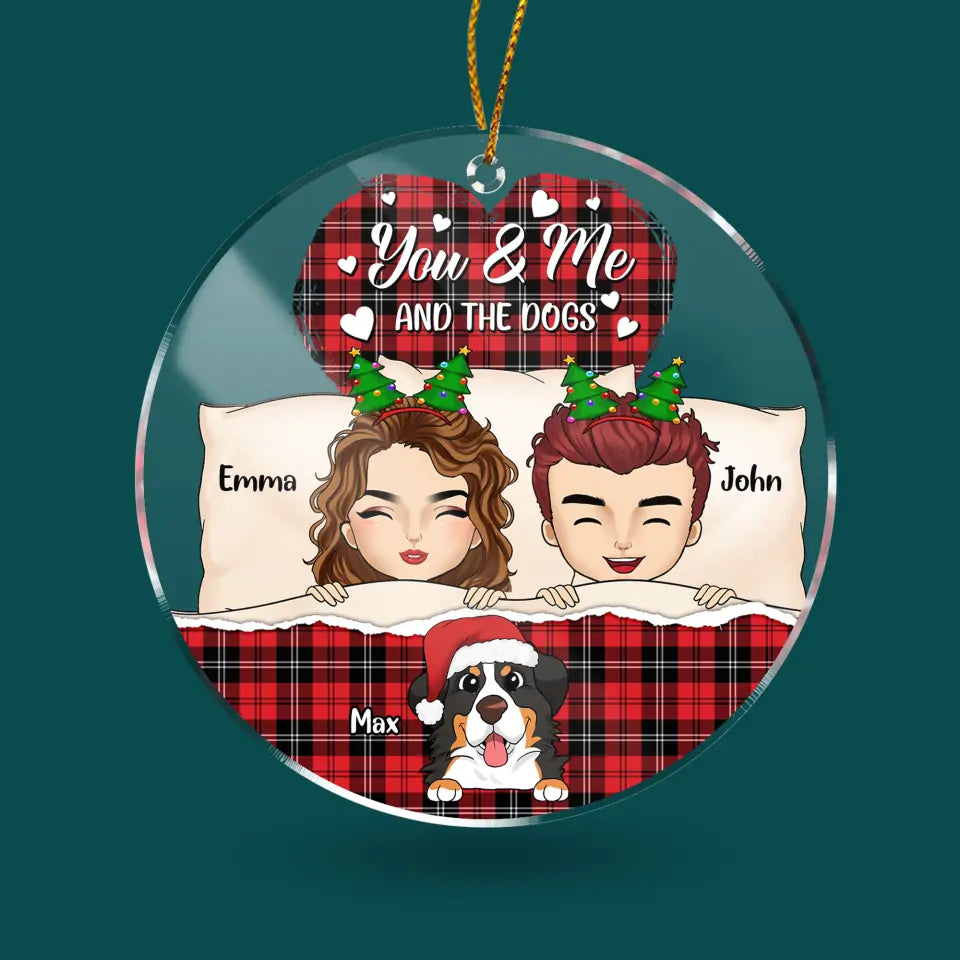 You &amp; Me And The Dog - Personalized Acrylic Ornament, Gift For Christmas