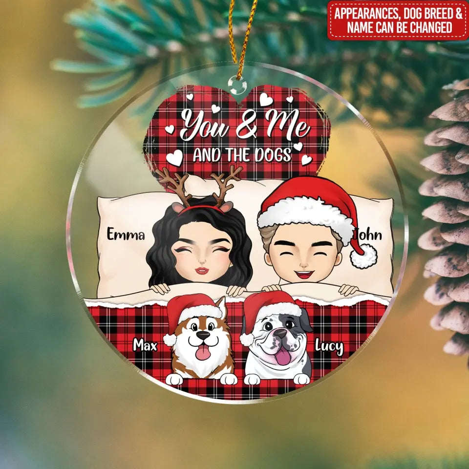 You & Me And The Dog - Personalized Acrylic Ornament, Gift For Christmas