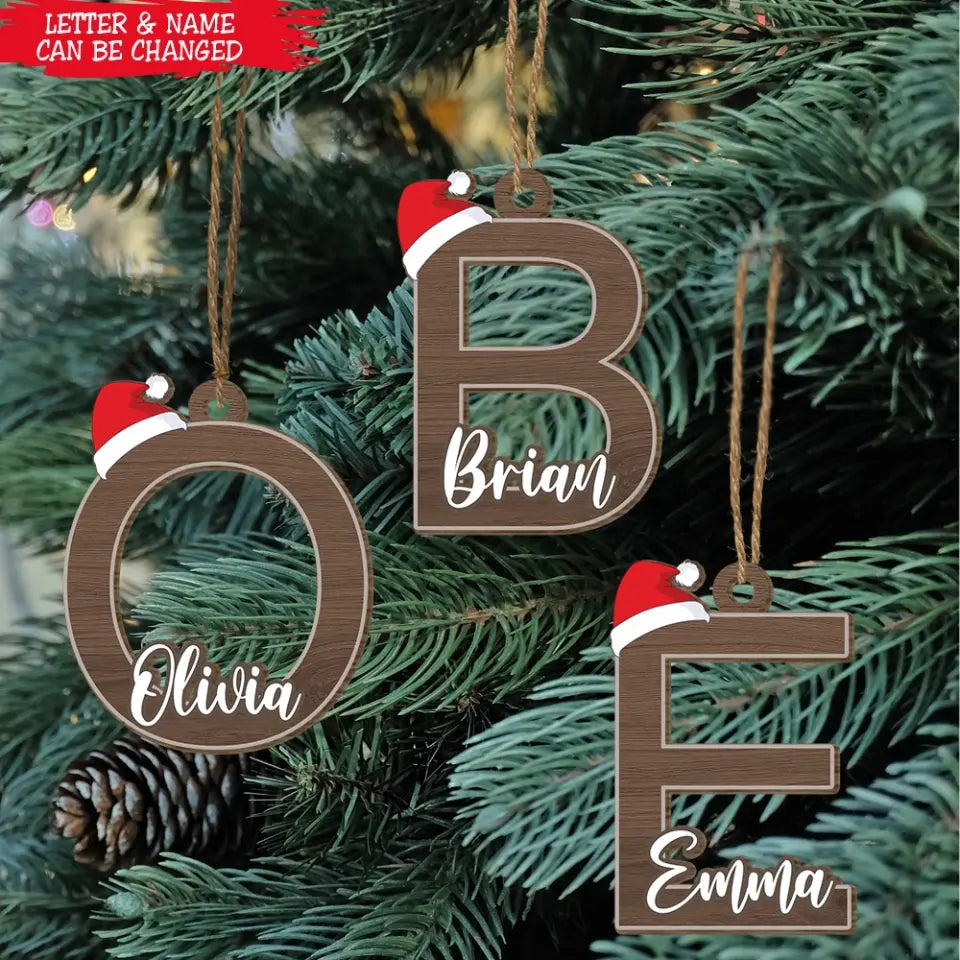 Custom Name Letter Christmas - Personalized Wood Ornament, Gift For Christmas