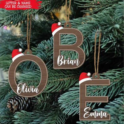 Custom Name Letter Christmas - Personalized Wood Ornament, Gift For Christmas