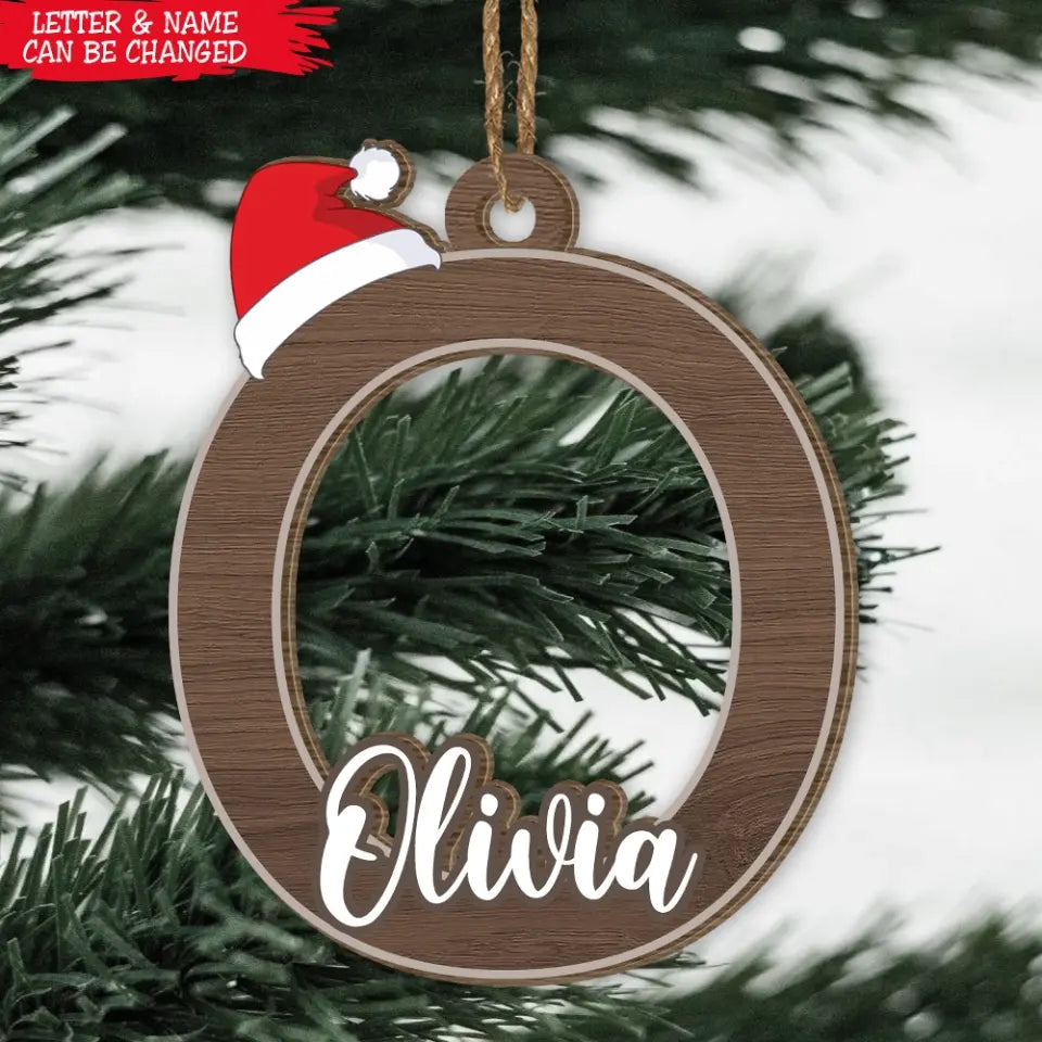 Custom Name Letter Christmas - Personalized Wood Ornament, Gift For Christmas