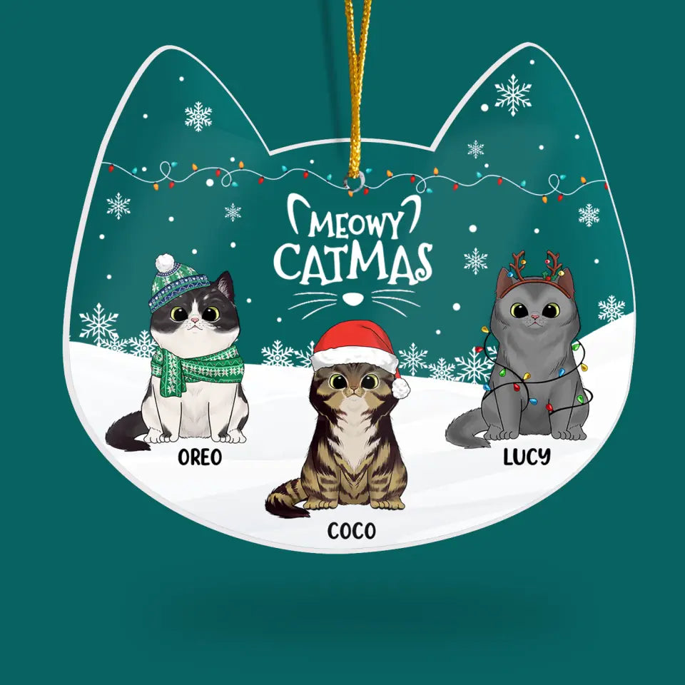 Meowy Catmas - Personalized Acrylic Ornament, Gift For Christmas