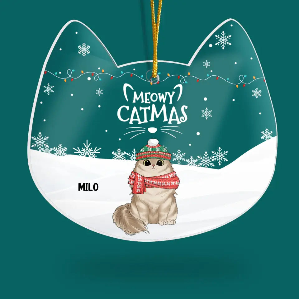 Meowy Catmas - Personalized Acrylic Ornament, Gift For Christmas