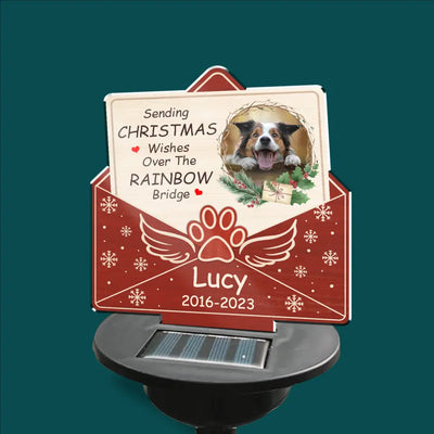 Sending Christmas Wishes Over The Rainbow Bridge - Personalized Solar Light, Gift For Christmas