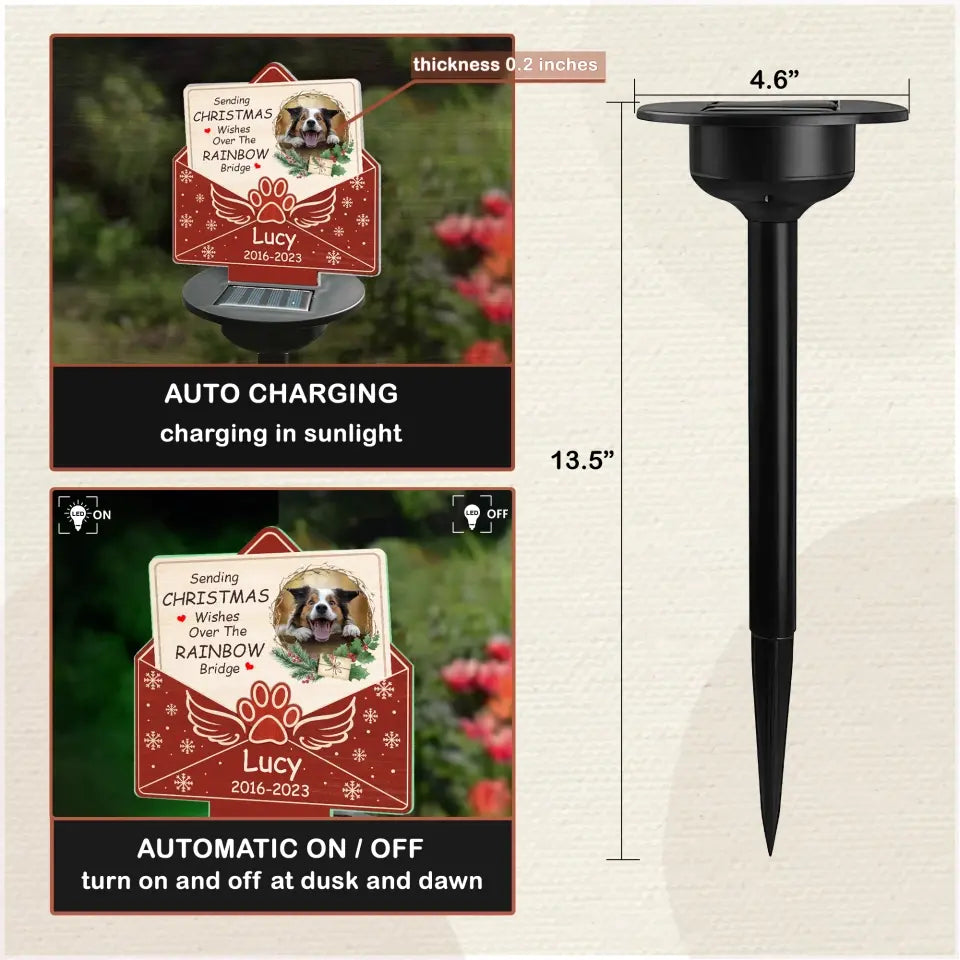 Sending Christmas Wishes Over The Rainbow Bridge - Personalized Solar Light, Gift For Christmas