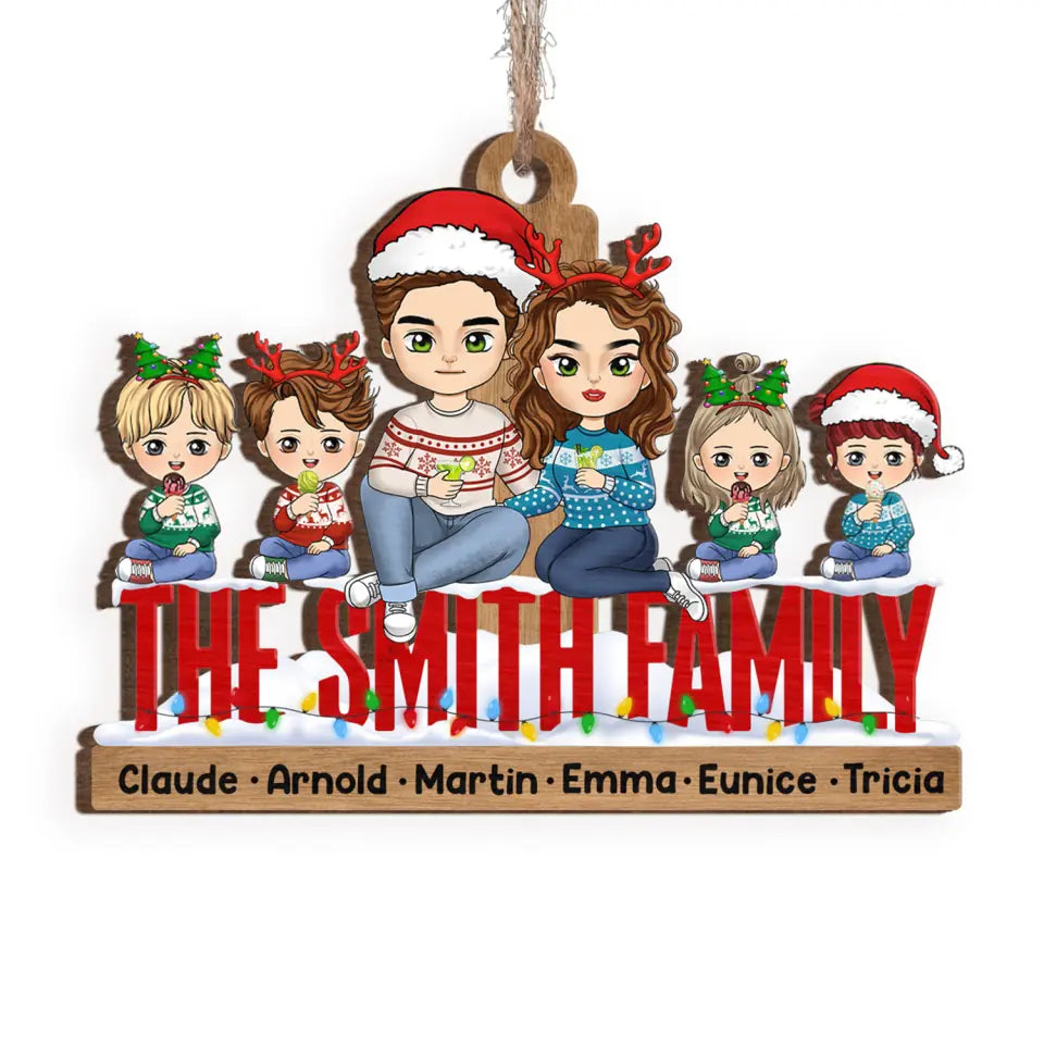 Family Christmas Gathering Together - Personalized Wooden Ornament, Christmas Gift