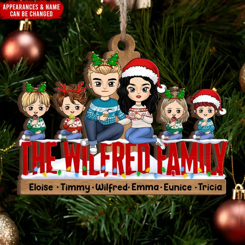 Family Christmas Gathering Together - Personalized Wooden Ornament, Christmas Gift