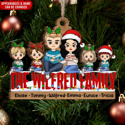 Family Christmas Gathering Together - Personalized Wooden Ornament, Christmas Gift