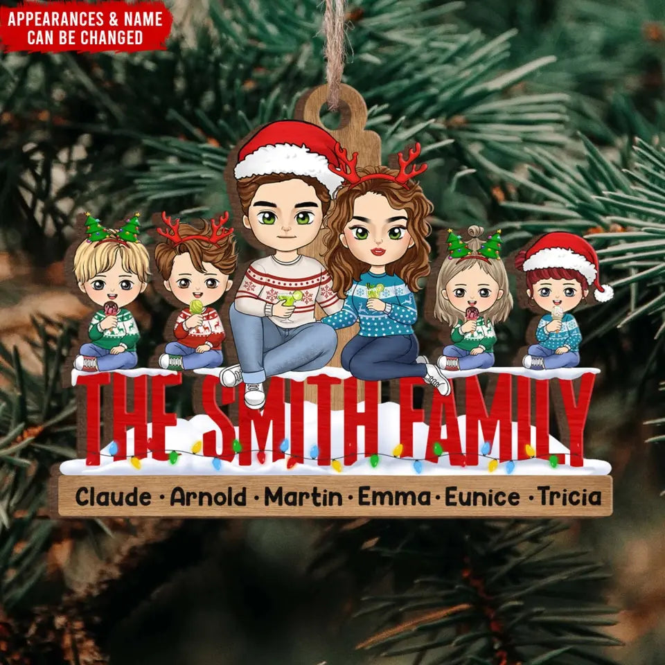 Family Christmas Gathering Together - Personalized Wooden Ornament, Christmas Gift