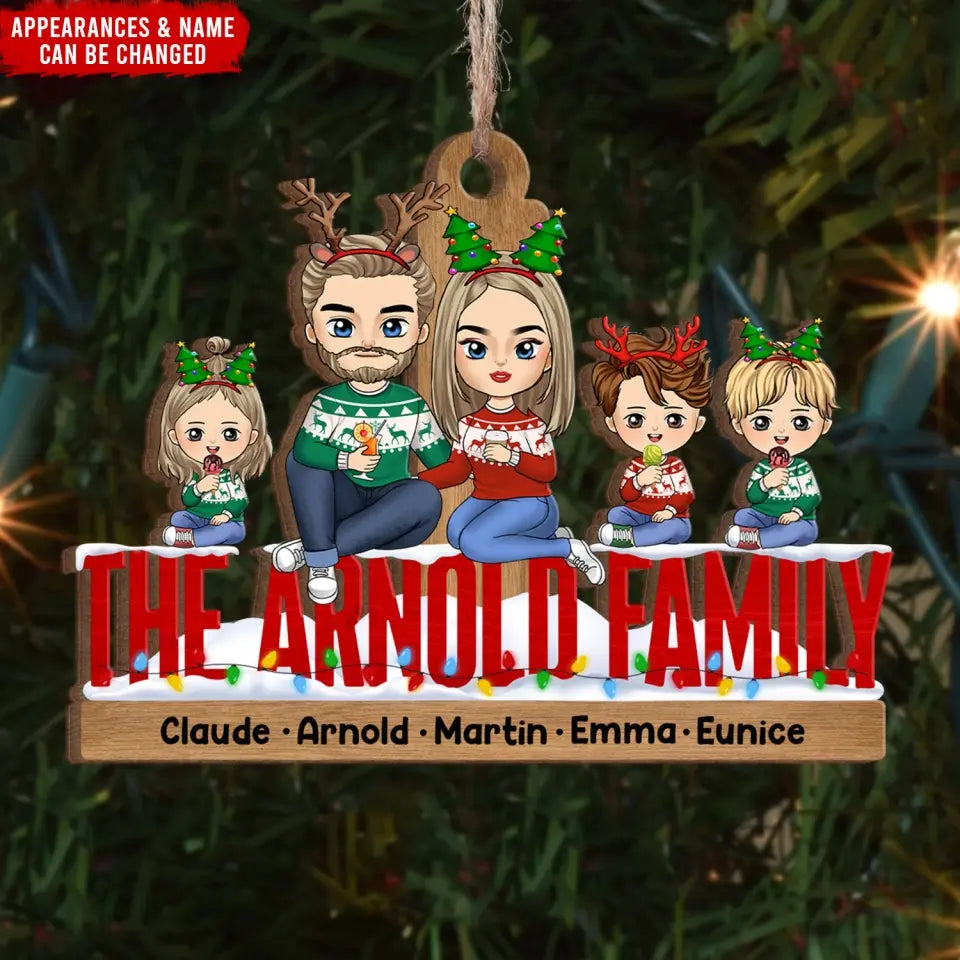 Family Christmas Gathering Together - Personalized Wooden Ornament, Christmas Gift