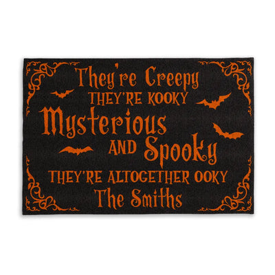 They're Creepy They're Kooky Mysterious - Personalized Doormat, Halloween Gift