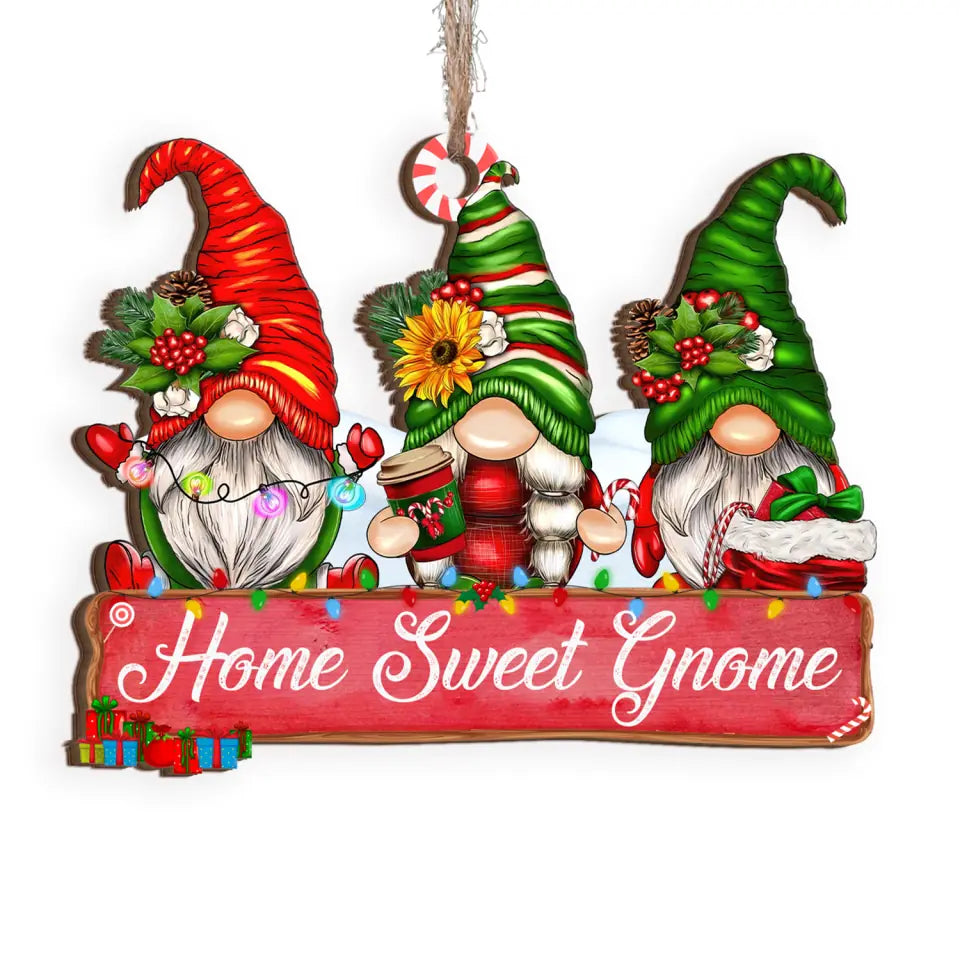 Gnome Christmas - Personalized Wooden Ornament, Christmas Gift