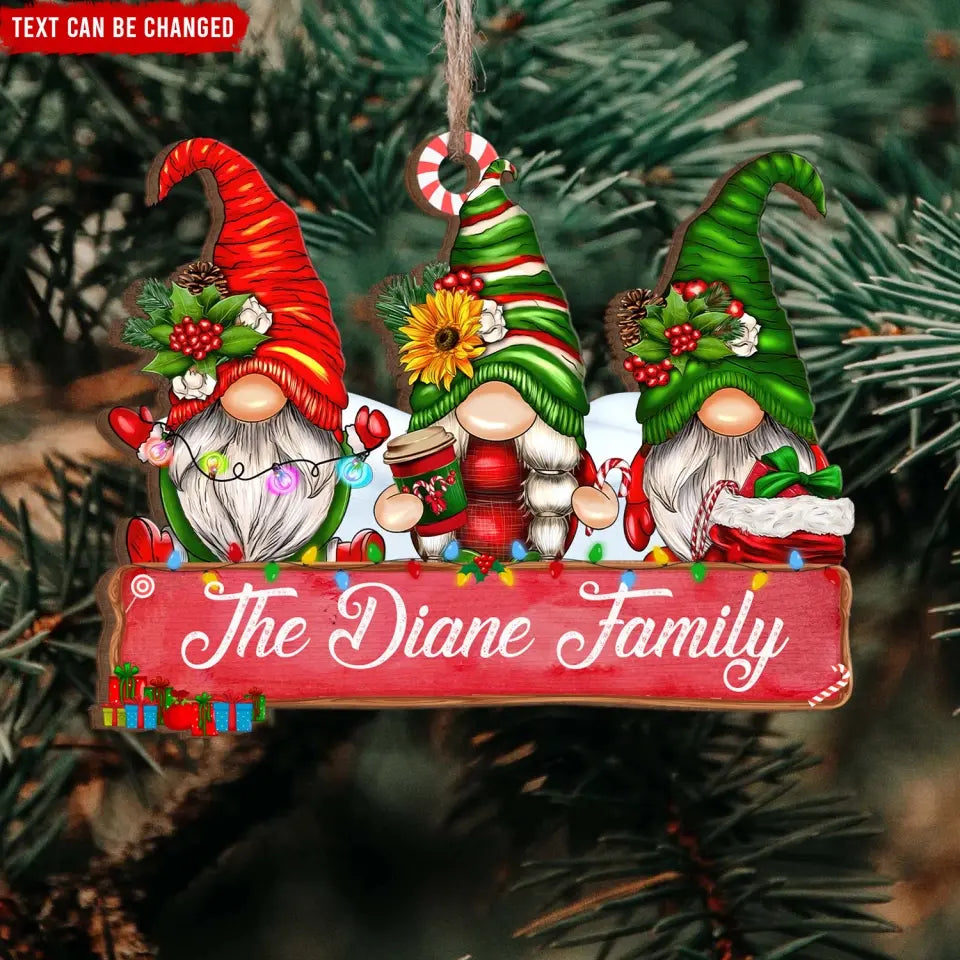 Gnome Christmas - Personalized Wooden Ornament, Christmas Gift