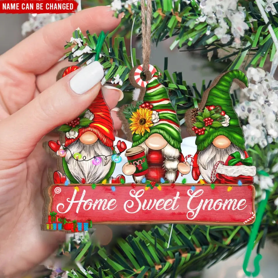 Gnome Christmas - Personalized Wooden Ornament, Christmas Gift