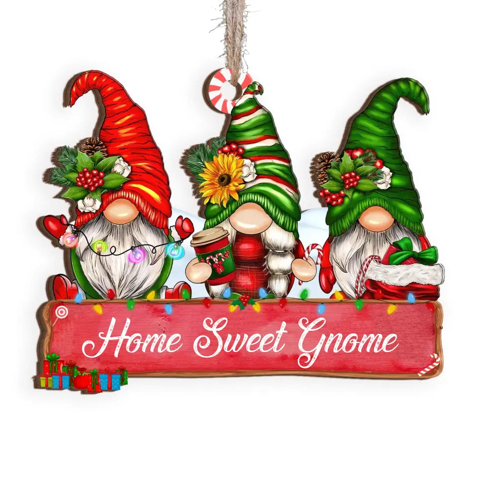 Gnome Christmas - Personalized Wooden Ornament, Christmas Gift