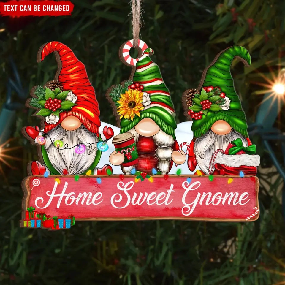 Gnome Christmas - Personalized Wooden Ornament, Christmas Gift