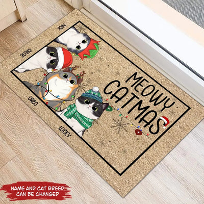 Meowy Catmas - Personalized Doormat, Gift For Christmas, Gift For Pet Lover
