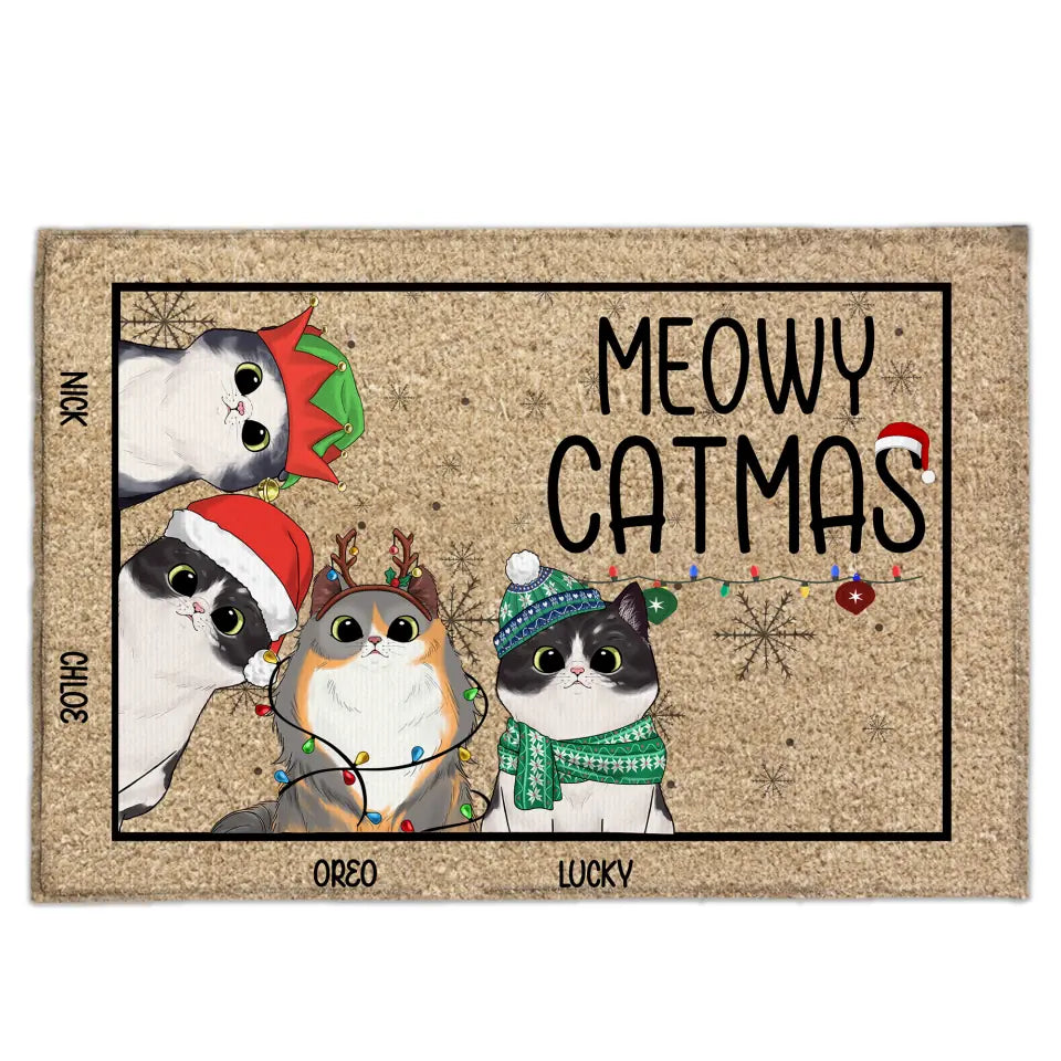 Meowy Catmas - Personalized Doormat, Gift For Christmas, Gift For Pet Lover