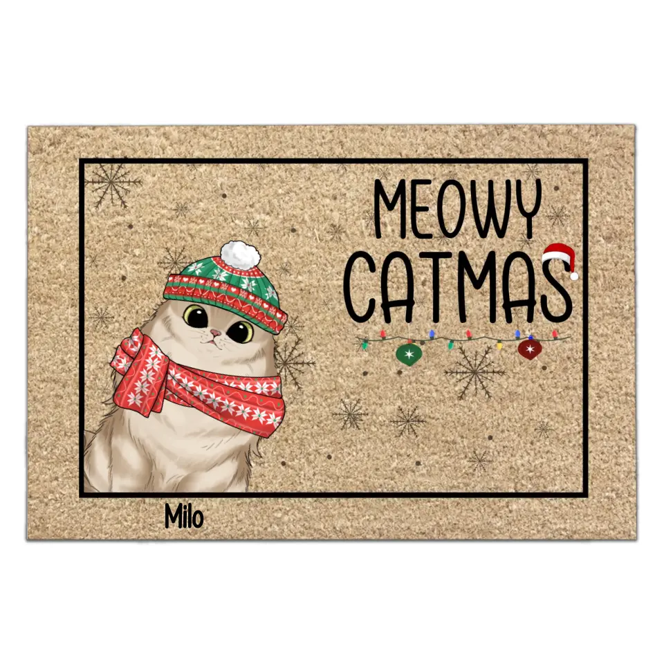 Meowy Catmas - Personalized Doormat, Gift For Christmas, Gift For Pet Lover