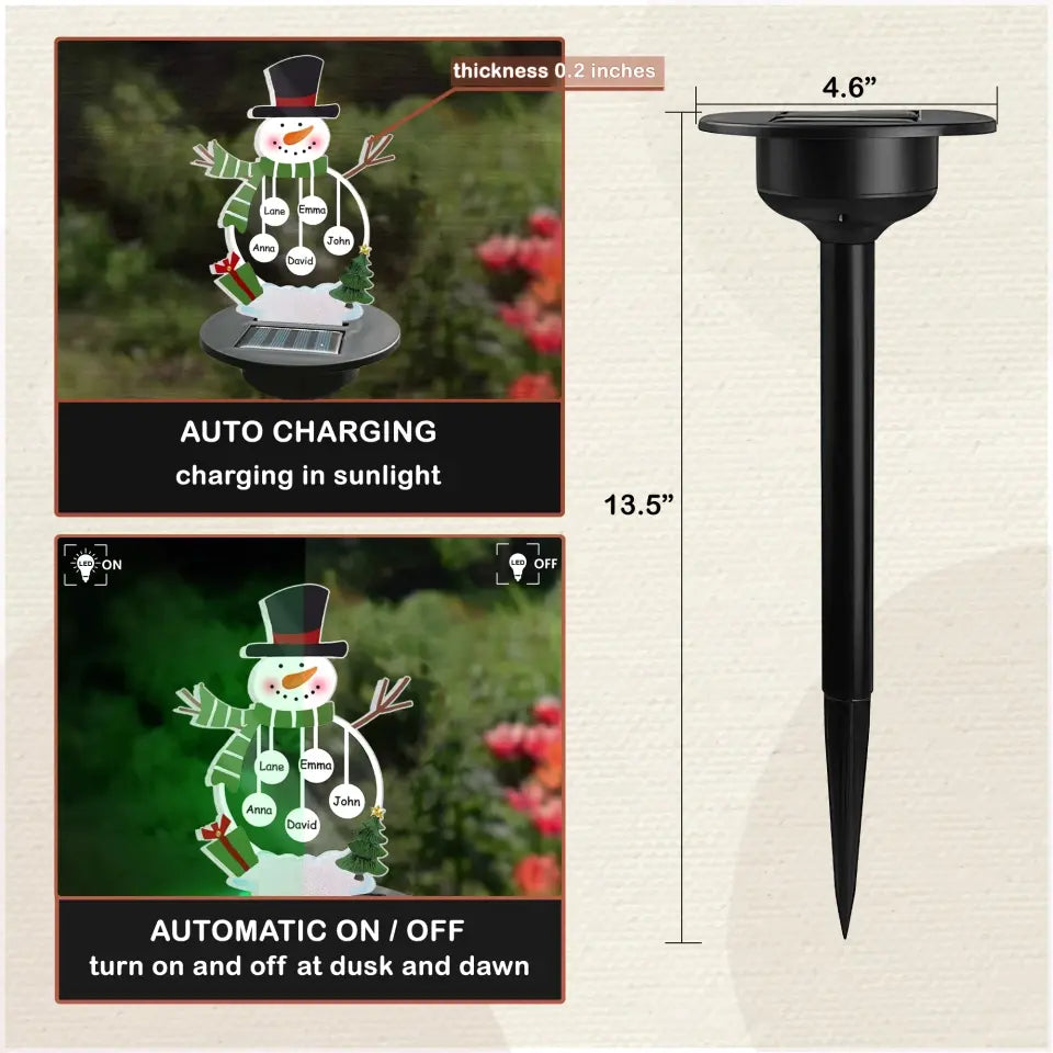 Powered Snowflake, Snowman Santa Christmas - Personalized Solar Light