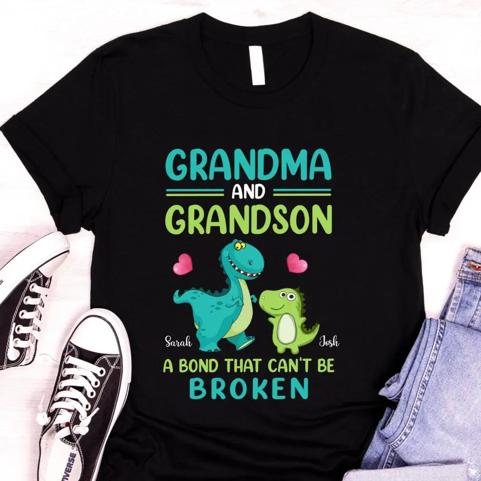 Grandma And Grandson A Bond That Can't Be Broken - Personalized T-Shirt, Gift for Family