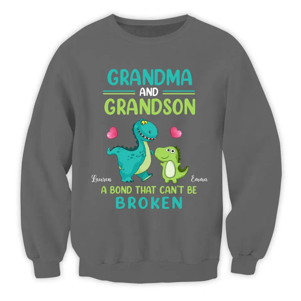 Grandma And Grandson A Bond That Can't Be Broken - Personalized T-Shirt, Gift for Family
