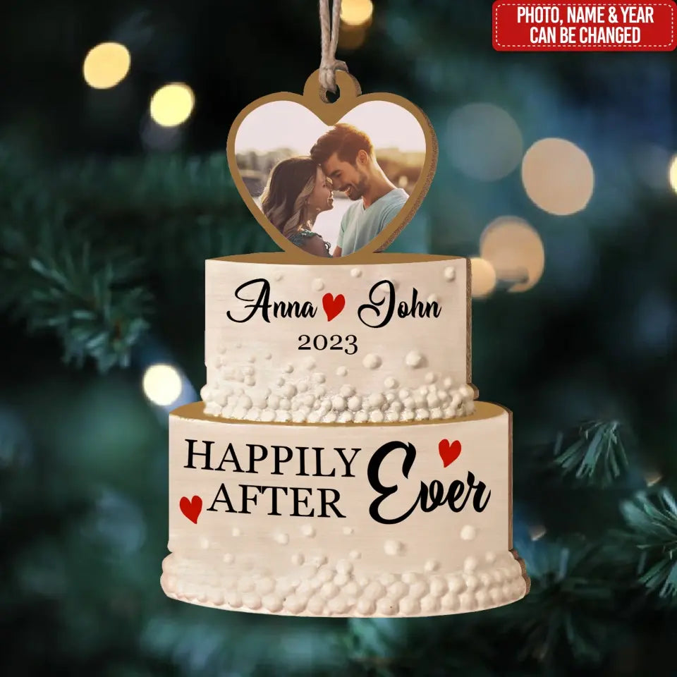 Happily After Ever - Personalized Wood Ornament, Gift For Christmas - ORN47