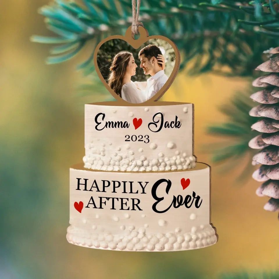 Happily After Ever - Personalized Wood Ornament, Gift For Christmas - ORN47