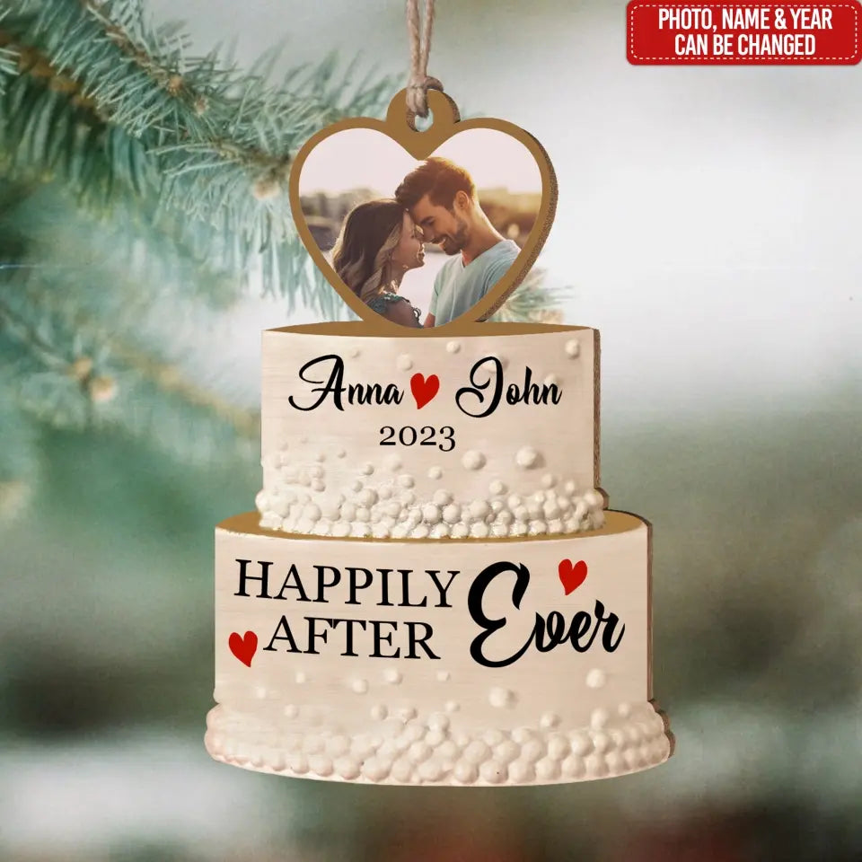 Happily After Ever - Personalized Wood Ornament, Gift For Christmas - ORN47