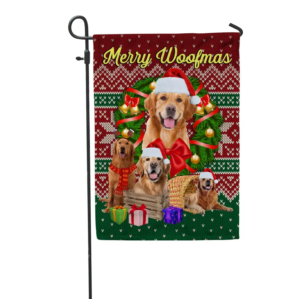 Merry Woofmas - Personalized Garden Flag, Gift For Dog Lover