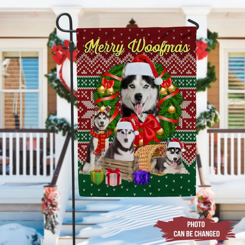 Merry Woofmas - Personalized Garden Flag, Gift For Dog Lover