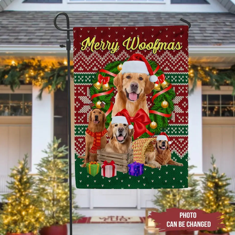 Merry Woofmas - Personalized Garden Flag, Gift For Dog Lover