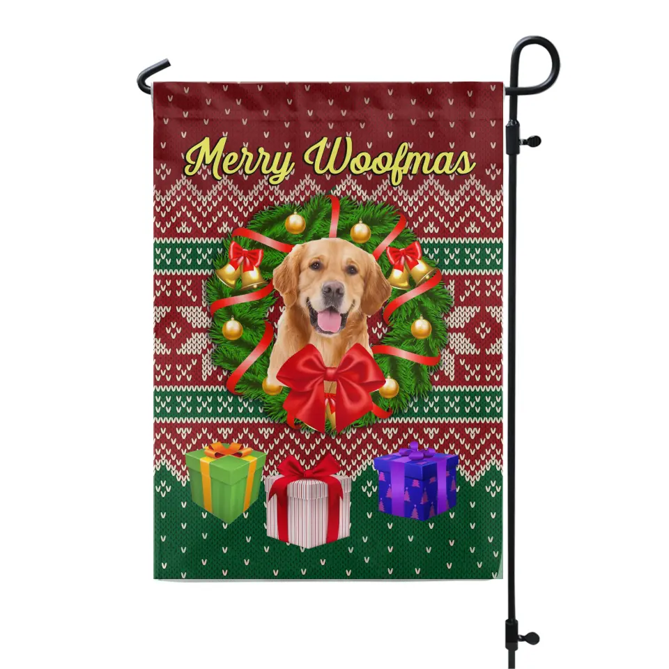 Merry Woofmas - Personalized Garden Flag, Gift For Dog Lover