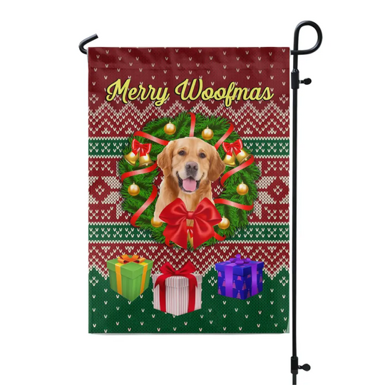 Merry Woofmas - Personalized Garden Flag, Gift For Dog Lover