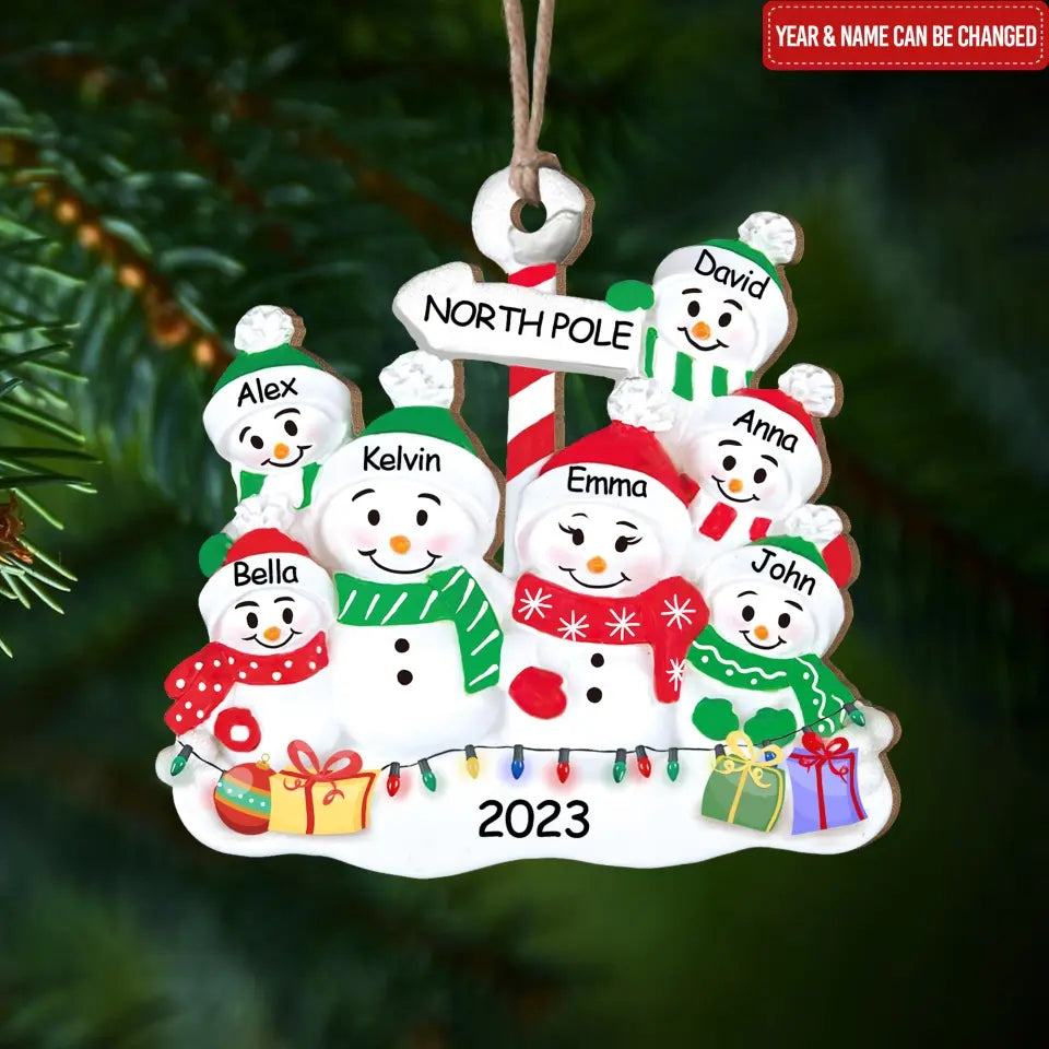 Family Snowman - Personalized Wooden Ornament, Christmas Gift, Snowman Christmas Ornaments