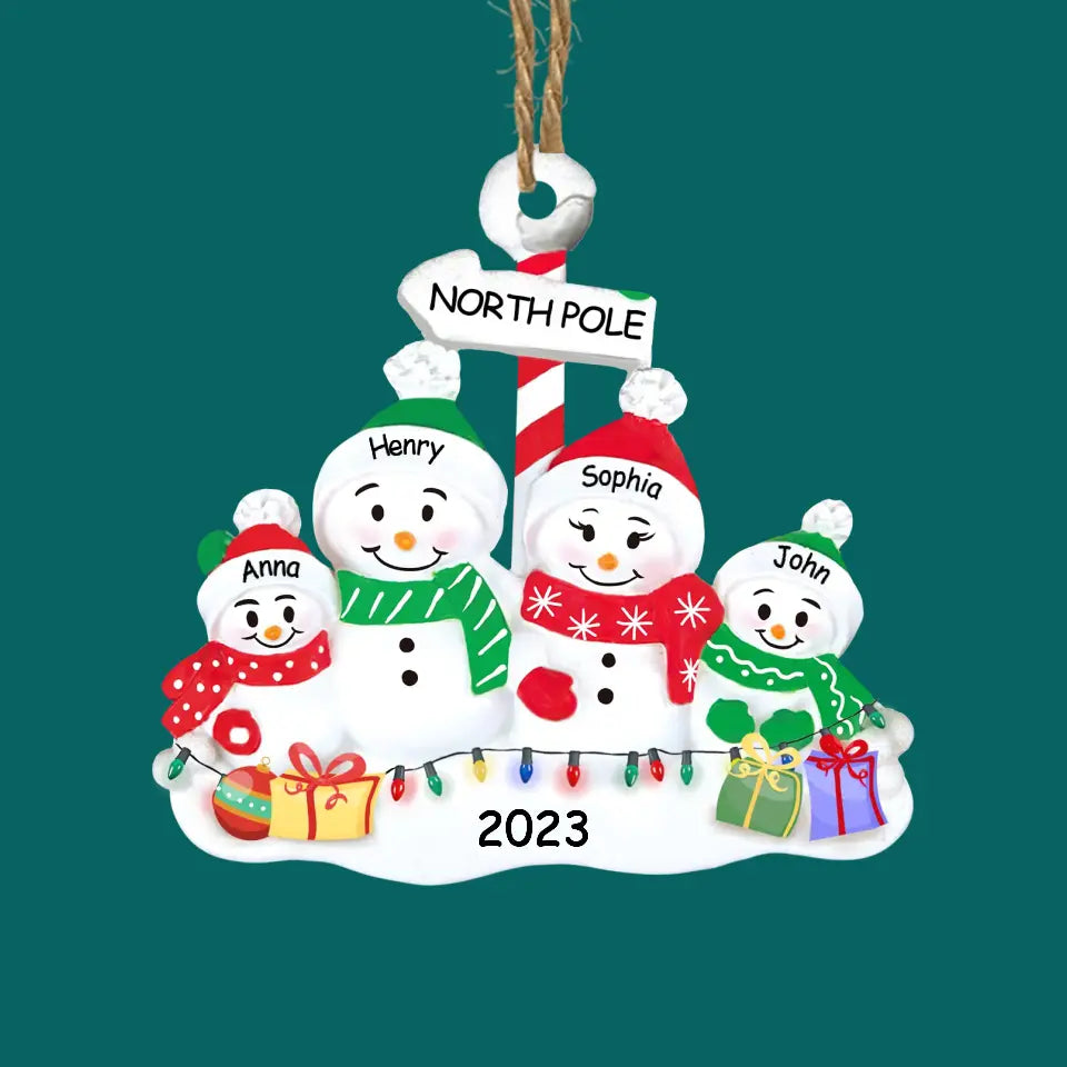 Family Snowman - Personalized Wooden Ornament, Christmas Gift, Snowman Christmas Ornaments