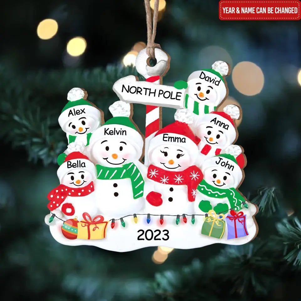 Family Snowman - Personalized Wooden Ornament, Christmas Gift, Snowman Christmas Ornaments