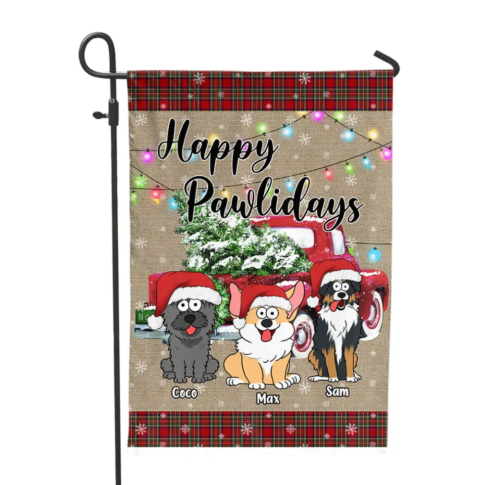 Happy Pawlidays - Personalized Garden Flag, Gift For Christmas