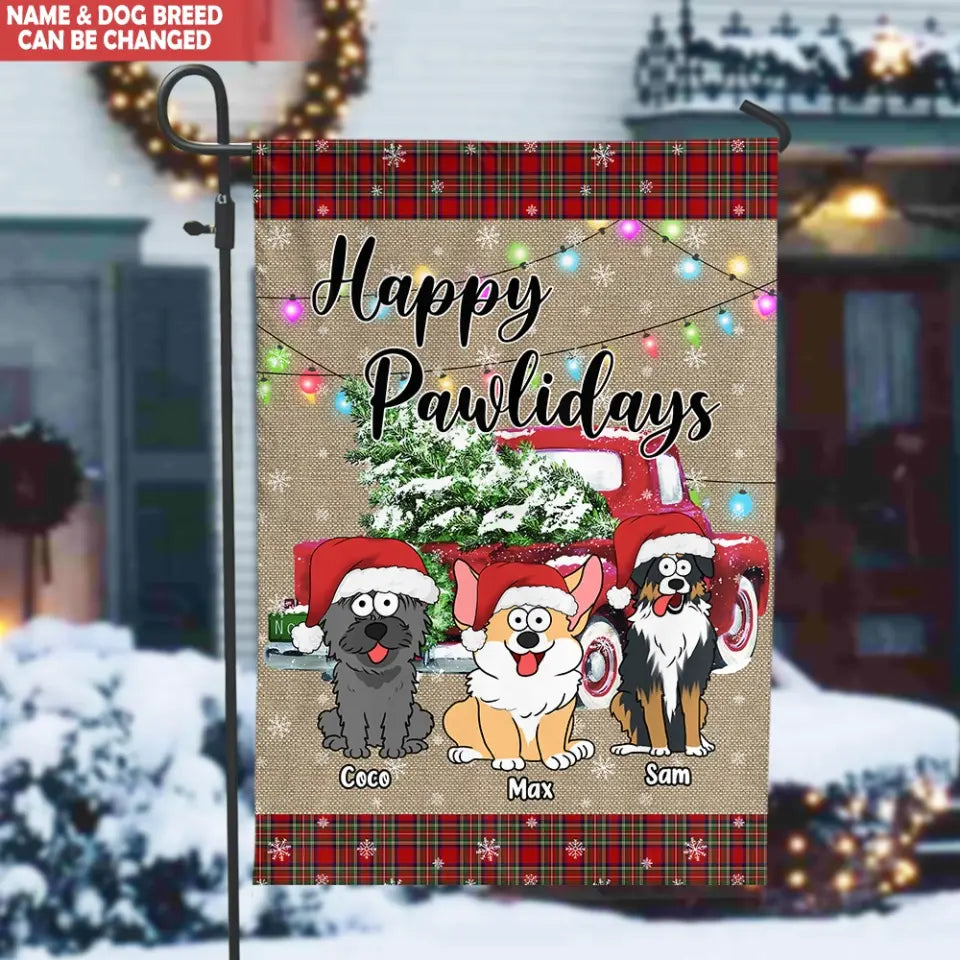 Happy Pawlidays - Personalized Garden Flag, Gift For Christmas