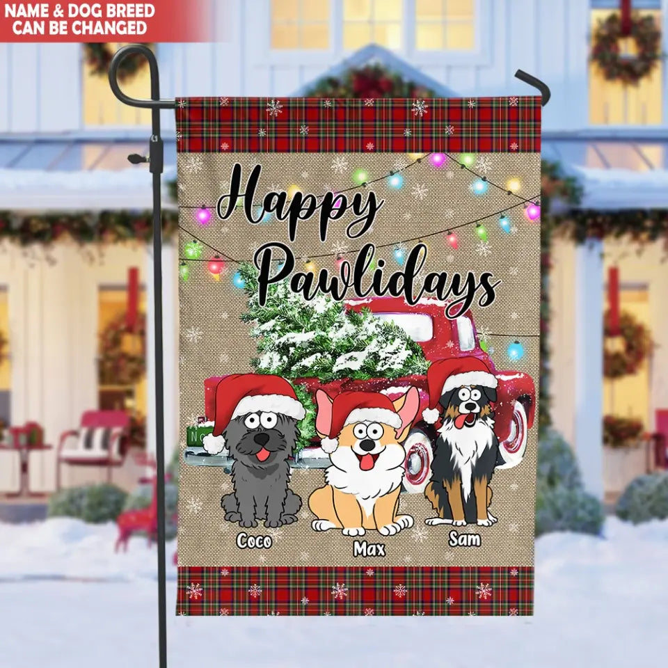 Happy Pawlidays - Personalized Garden Flag, Gift For Christmas