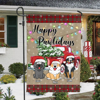 Happy Pawlidays - Personalized Garden Flag, Gift For Christmas