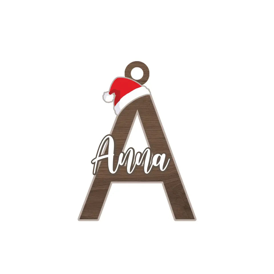 Custom Name Letter Christmas - Personalized Wood Ornament, Gift For Christmas