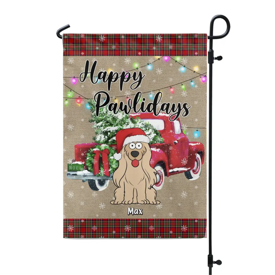 Happy Pawlidays - Personalized Garden Flag, Gift For Christmas