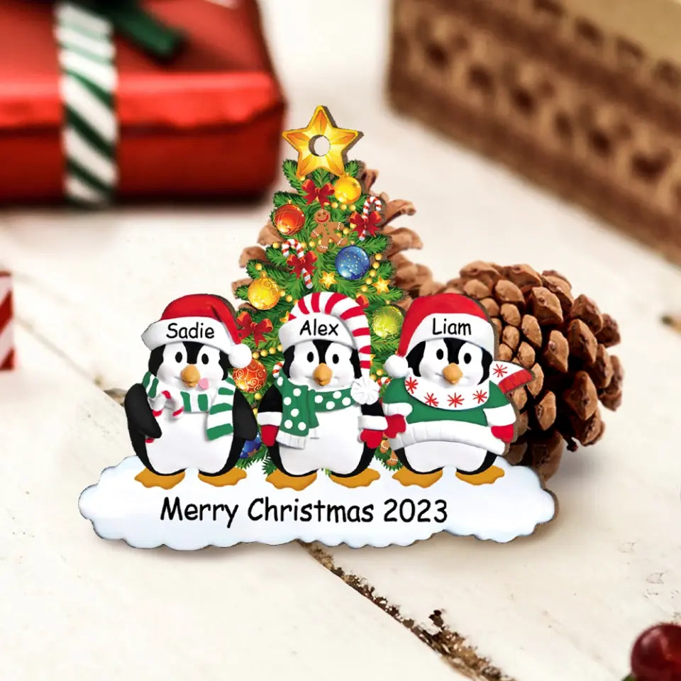 Penguin Family Christmas - Personalized Ornament Gift For Christmas