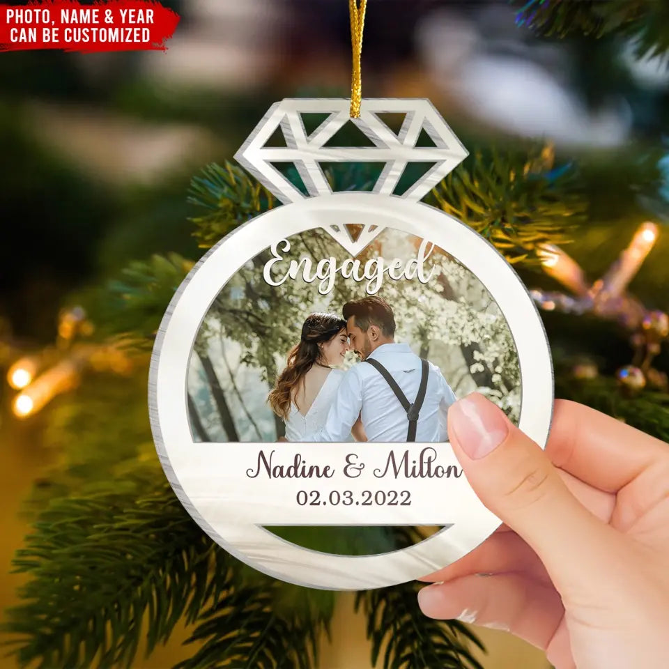 Engaged Couple - Personalized Acrylic Ornament, Gift For Christmas