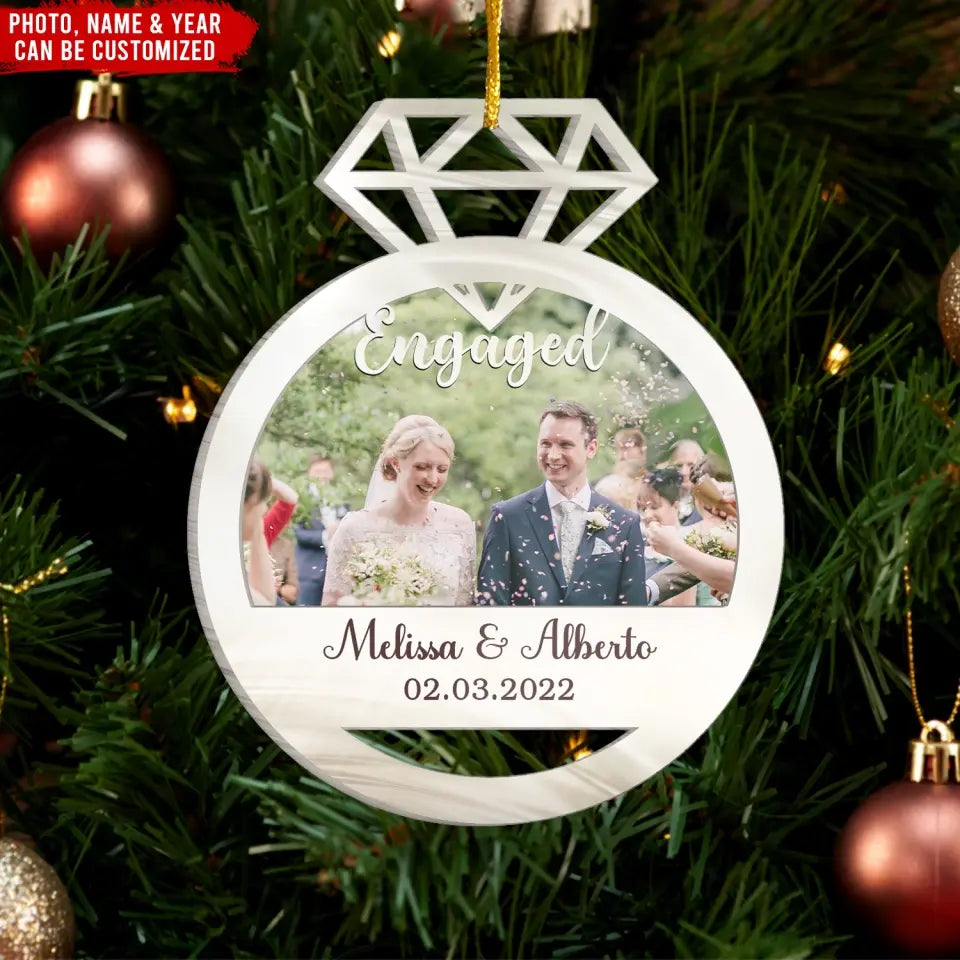 Engaged Couple - Personalized Acrylic Ornament, Gift For Christmas